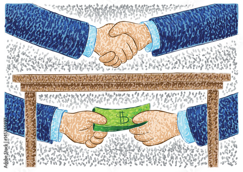illustration of hand bribing with money