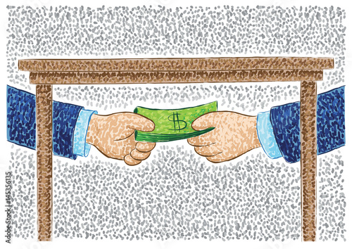 illustration of hand bribing with money