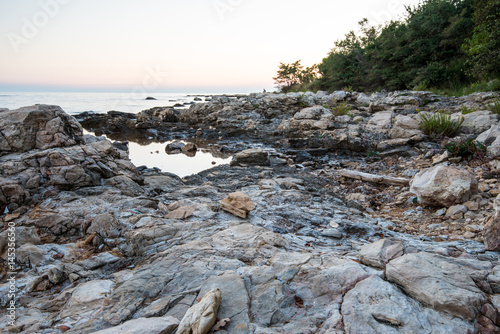 Evening shore of the Adriatic Sea in Croatia, Europe