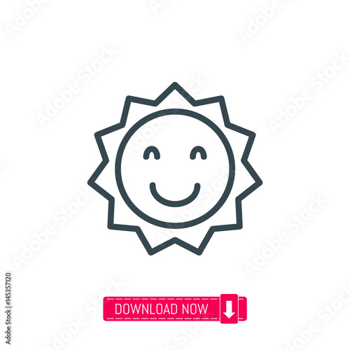 Smiling sun icon, vector