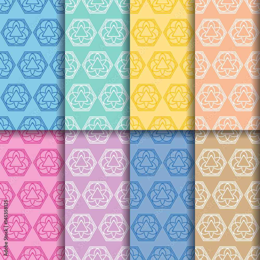 Fototapeta premium Ornament seamless patterns. Colored set