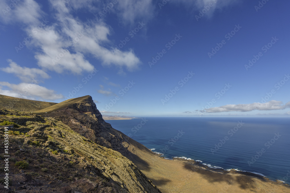 Canary Islands with beautiful beaches, coast in northern Lanzarote, Spain, Europe