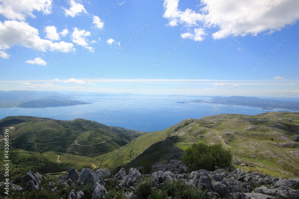 panoramic view of corfu island coast