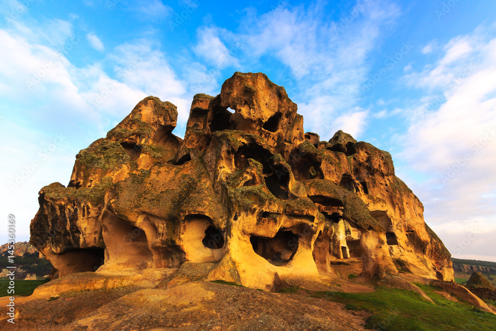 Phrygia Yazilikaya and the cave houses in ancient Midas City, Eskisehir,Turkey
