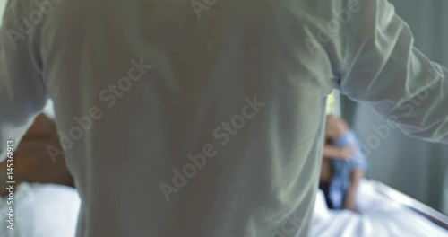 Couple Betrayal, Man Come To Bedroom See Woman Betray Him With Lover Slow Motion 60