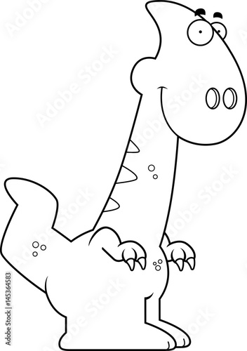 Smiling Cartoon Parasaurolophus