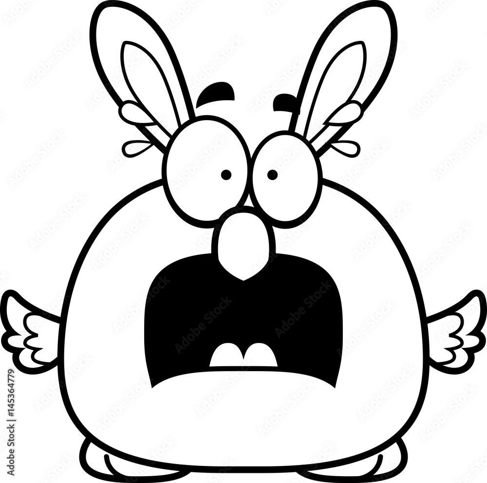 Scared Cartoon Easter Bunny Chick Scared Cartoon Easter Bunny Chick