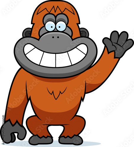 Cartoon Orangutan Waving