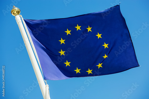 Standard waving flag of the European Union photo