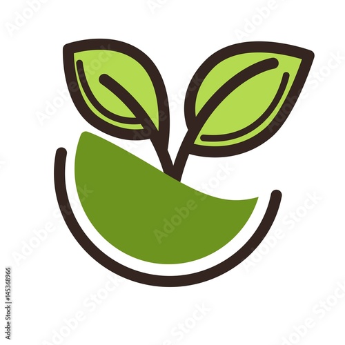 Abstract emblem with leaves
