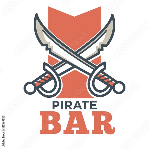 Pirate bar flat logo label isolated on white