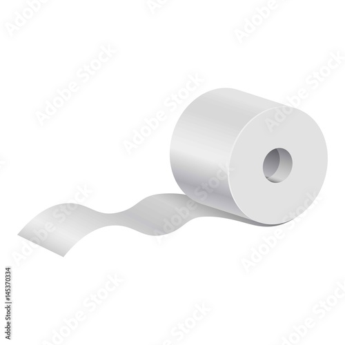 Realistic rolled toilet and towel paper poster on white
