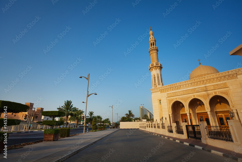 Jumeirah district with Maharba Mosque in Dubai