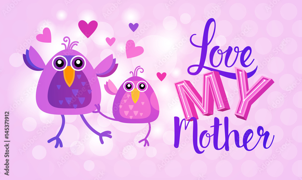 Happy Mother Day, Spring Holiday Greeting Card Banner Flat Vector Illustration