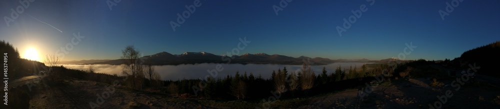Scotland Highlands 6:00 am Panorama