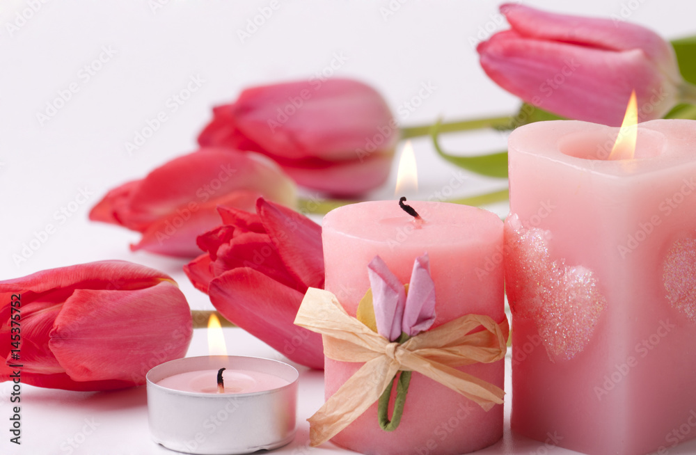 Candles and tulips Candles and tulips