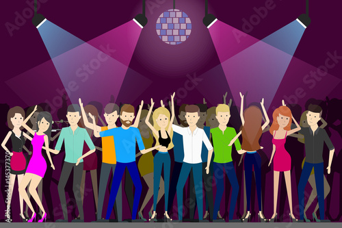 Night club dance. People dancing at the dance floor.