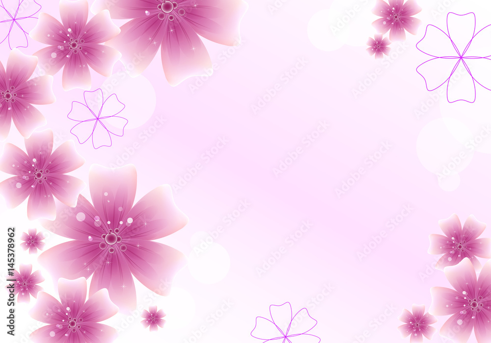 Beautiful card with floral ornament in pink color