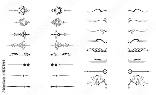 Decoration elements set on white background. Floral ornament.