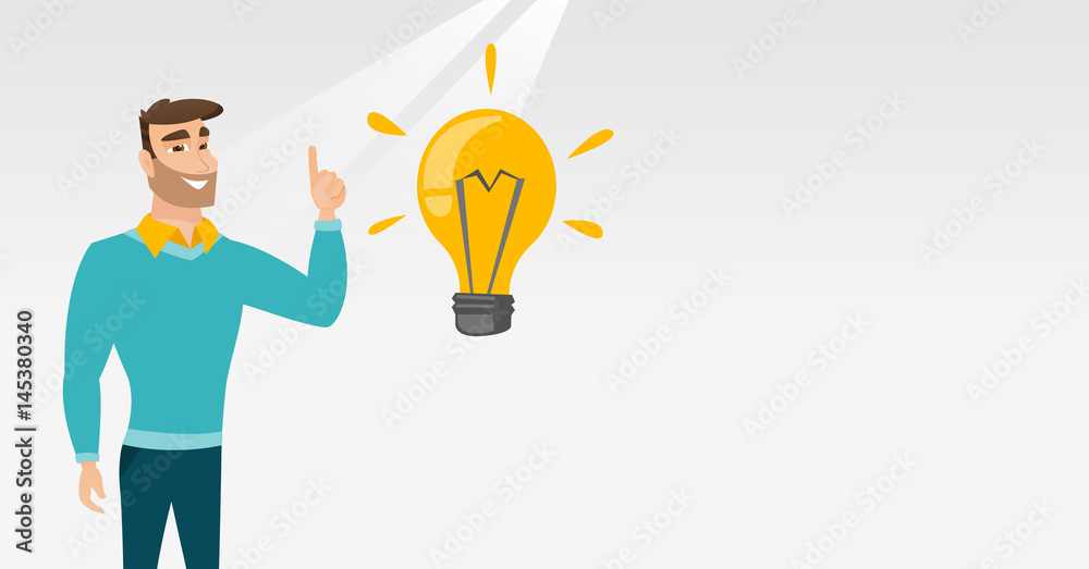 Student pointing at idea bulb vector illustration Student pointing at idea bulb vector illustration