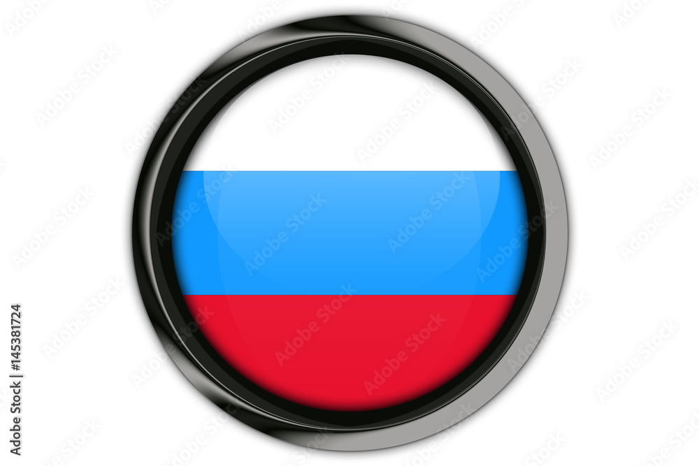 Russia flag in the button pin Isolated on White Background Russia flag in the button pin Isolated on White Background