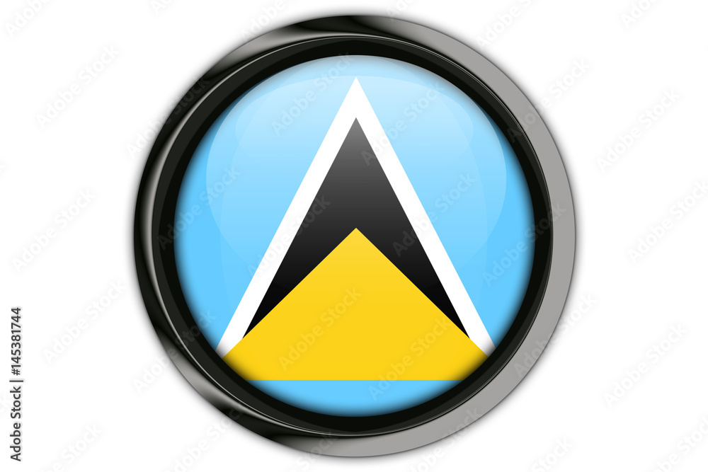Saint Lucia flag in the button pin Isolated on White Background Saint Lucia flag in the button pin Isolated on White Background