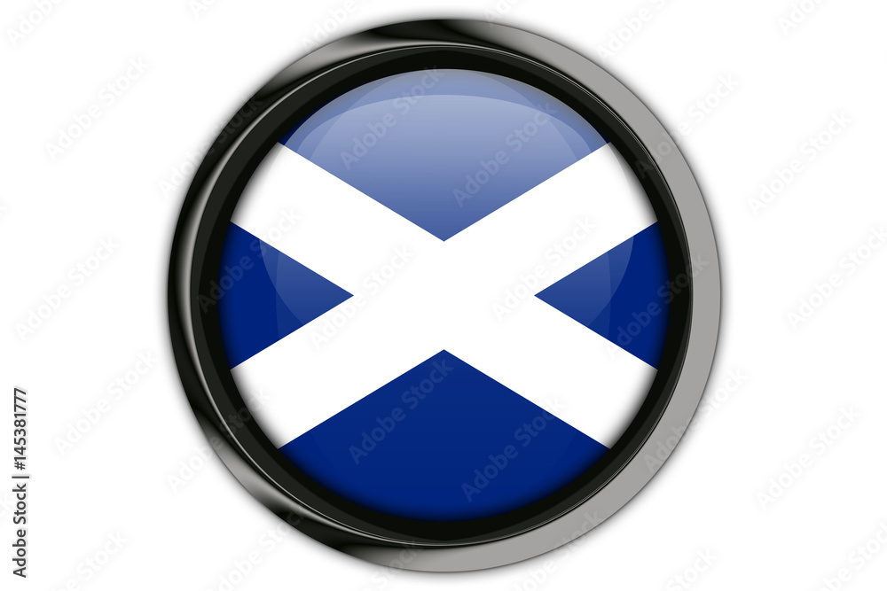 Scotland flag in the button pin Isolated on White Background Scotland flag in the button pin Isolated on White Background