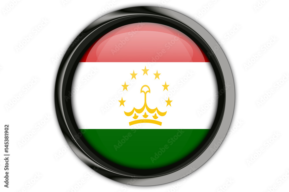 Tajikistan flag in the button pin Isolated on White Background Tajikistan flag in the button pin Isolated on White Background