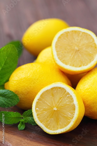 Fresh lemons on the table