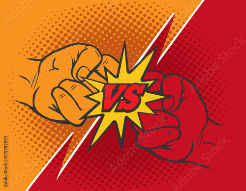 Fotografie, Tablou Versus rivalry fist vector background