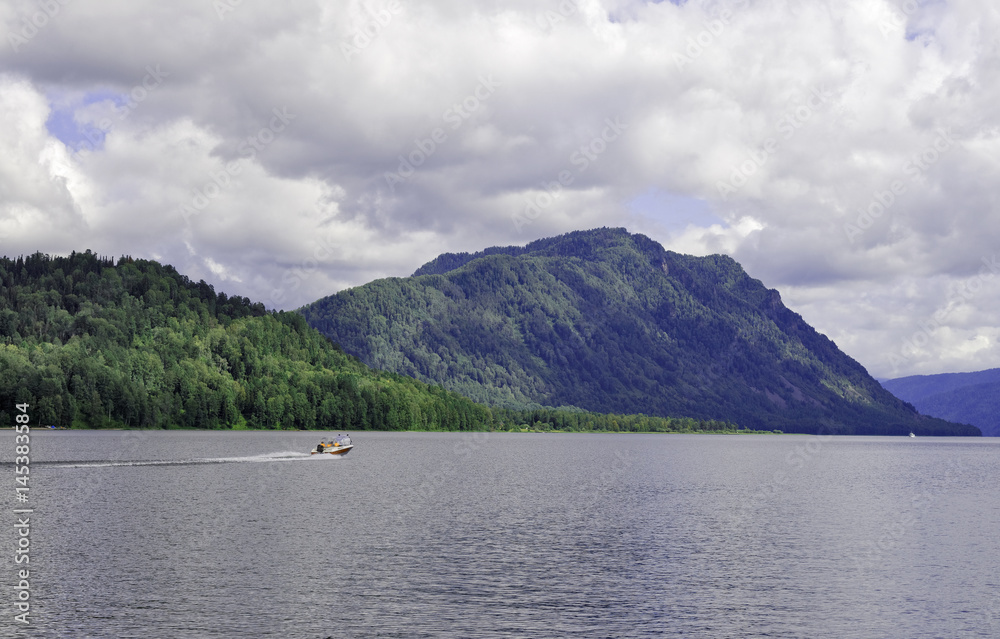 View from the water area of the Teletskoye Lake