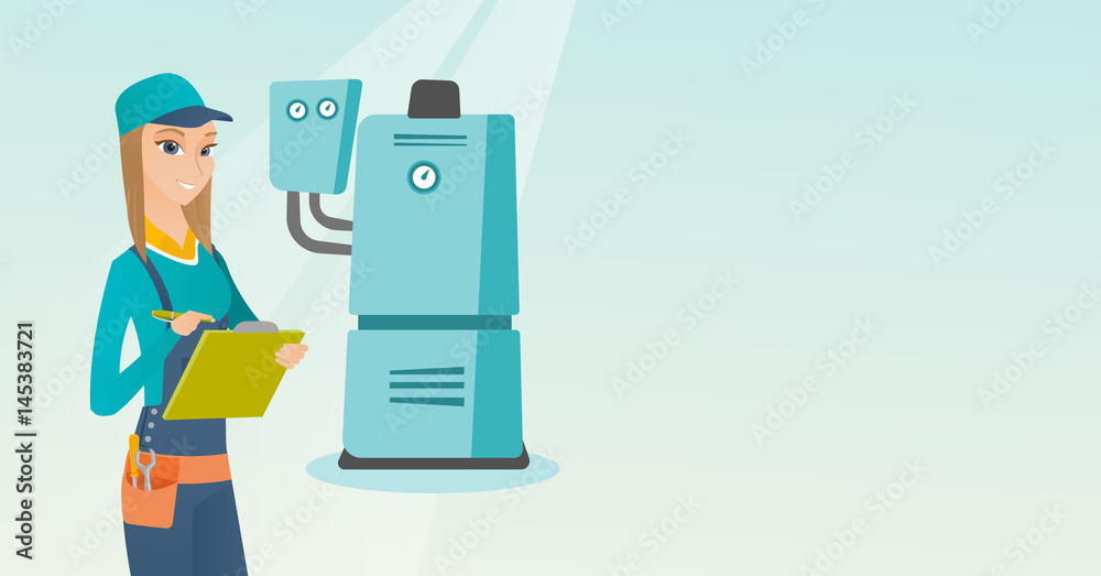 Obraz premium Confident plumber with clipboard.