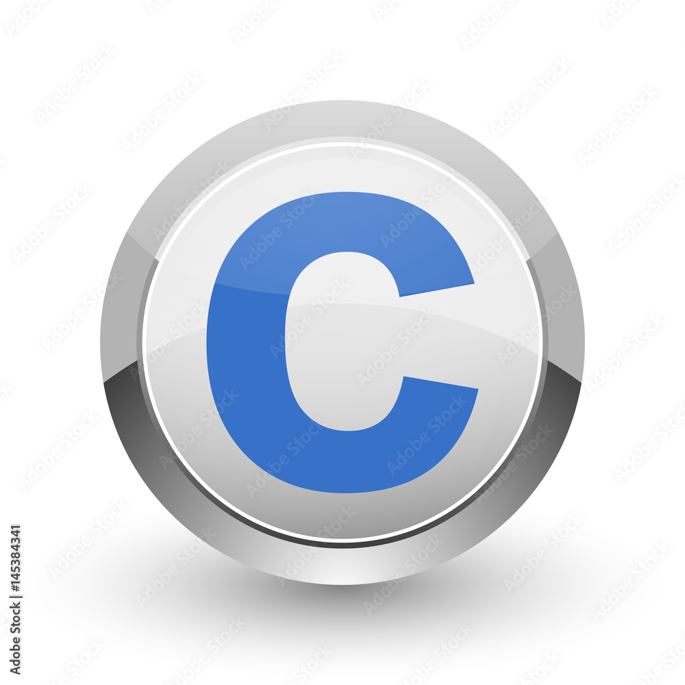 Copyright chrome border web and smartphone apps design round glossy icon. Copyright chrome border web and smartphone apps design round glossy icon.