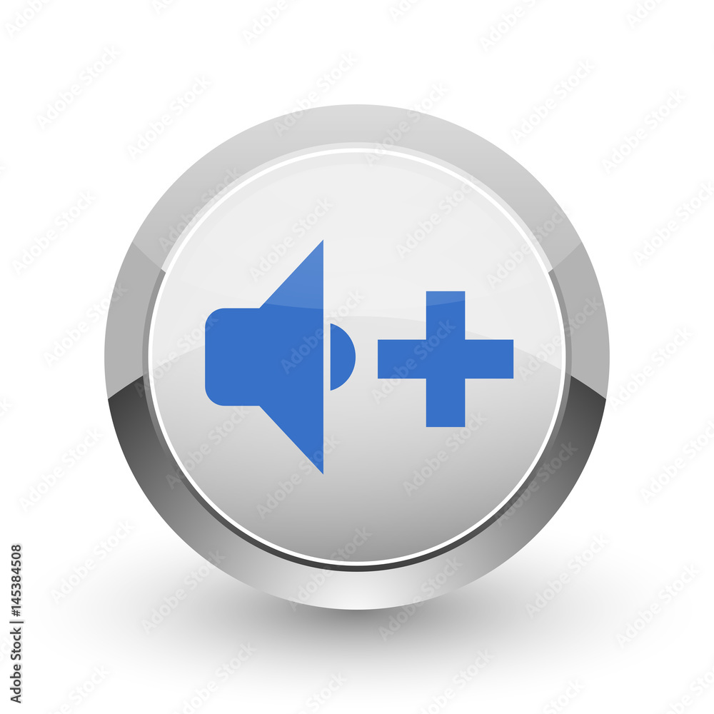 Speaker volume chrome border web and smartphone apps design round glossy icon. Speaker volume chrome border web and smartphone apps design round glossy icon.