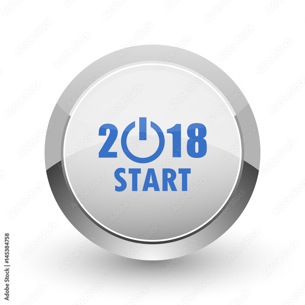 New year 2018 chrome border web and smartphone apps design round glossy icon. New year 2018 chrome border web and smartphone apps design round glossy icon.