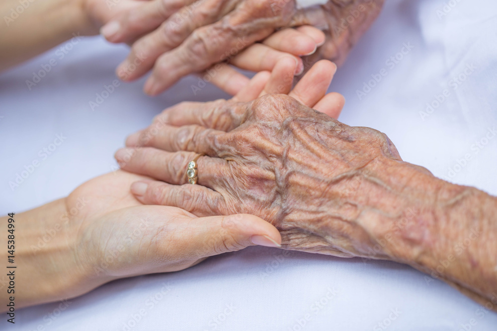 Fototapeta premium Old and young holding hands.