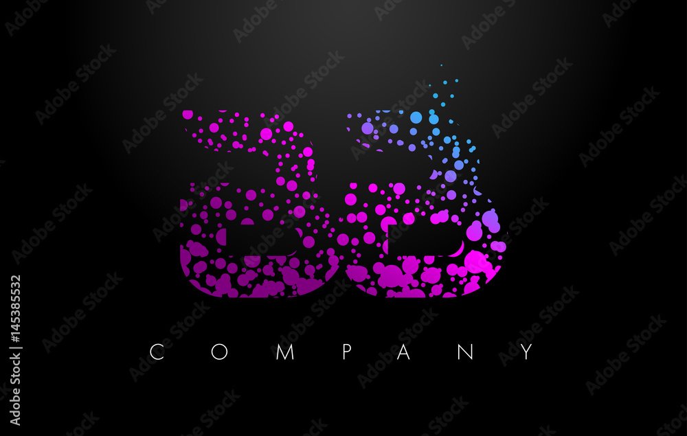 BB B B Letter Logo with Purple Particles and Bubble Dots