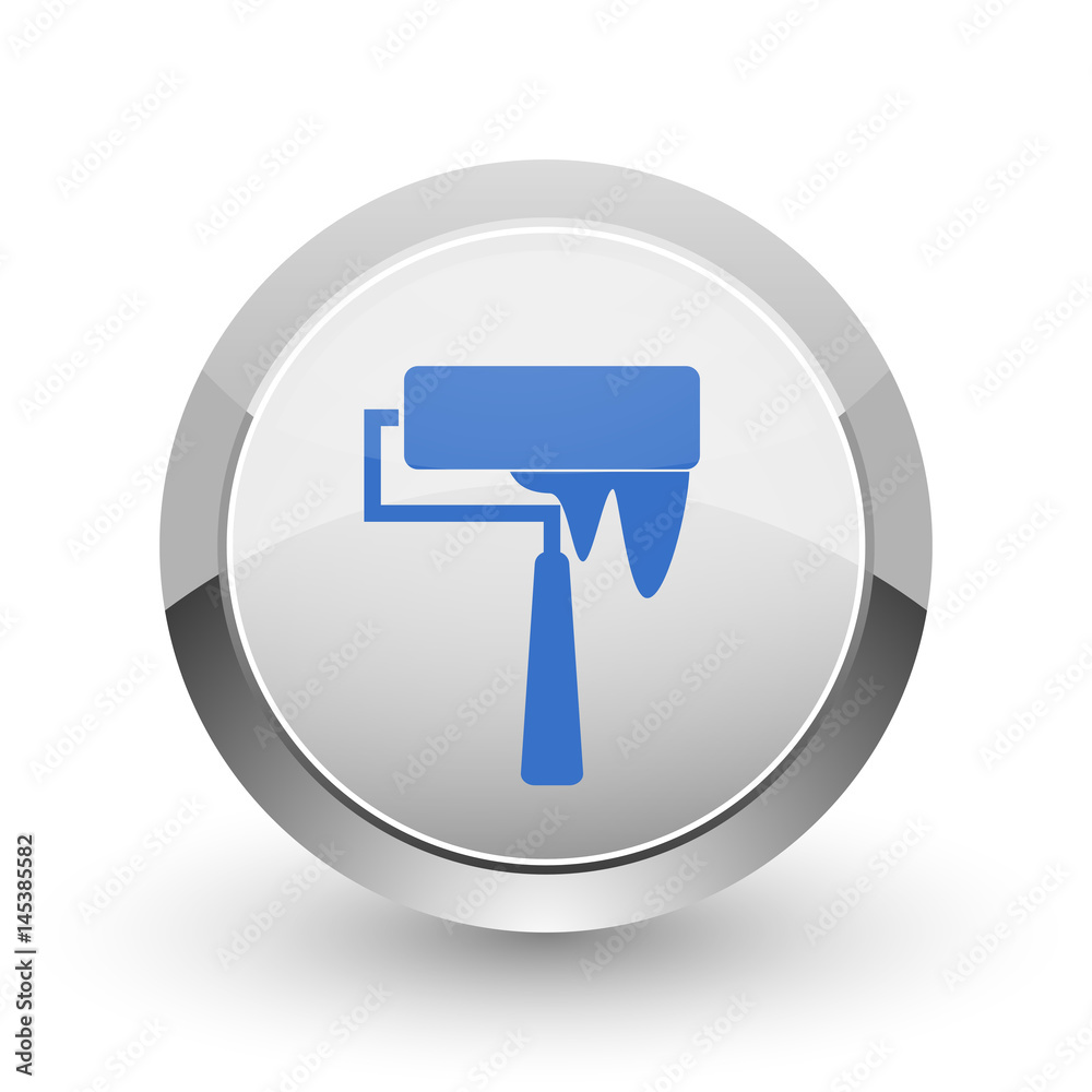 Brush chrome border web and smartphone apps design round glossy icon.