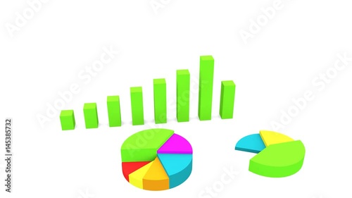 Business bar and pie graph 3d economy animation background commerce market video clip