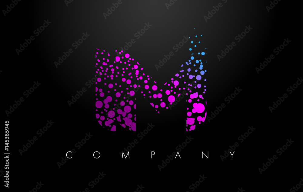 IM I M Letter Logo with Purple Particles and Bubble Dots