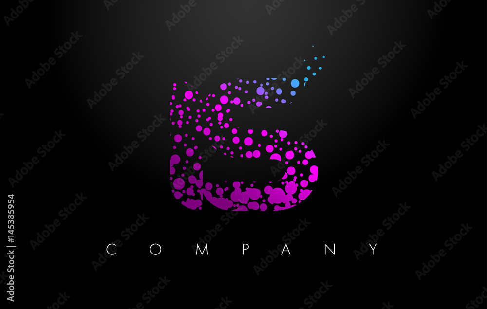 IS I S Letter Logo with Purple Particles and Bubble Dots