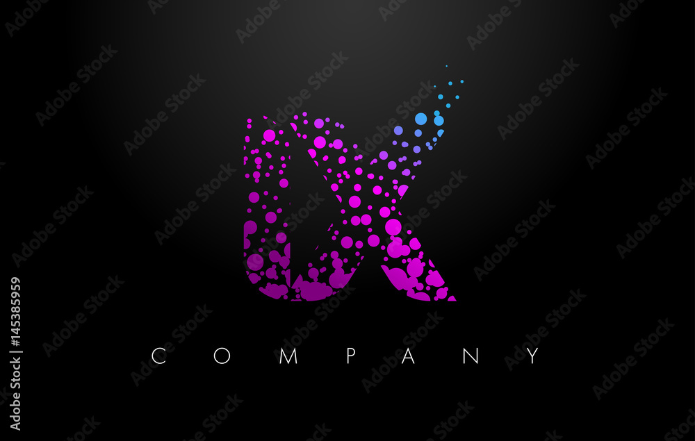 IX I X Letter Logo with Purple Particles and Bubble Dots