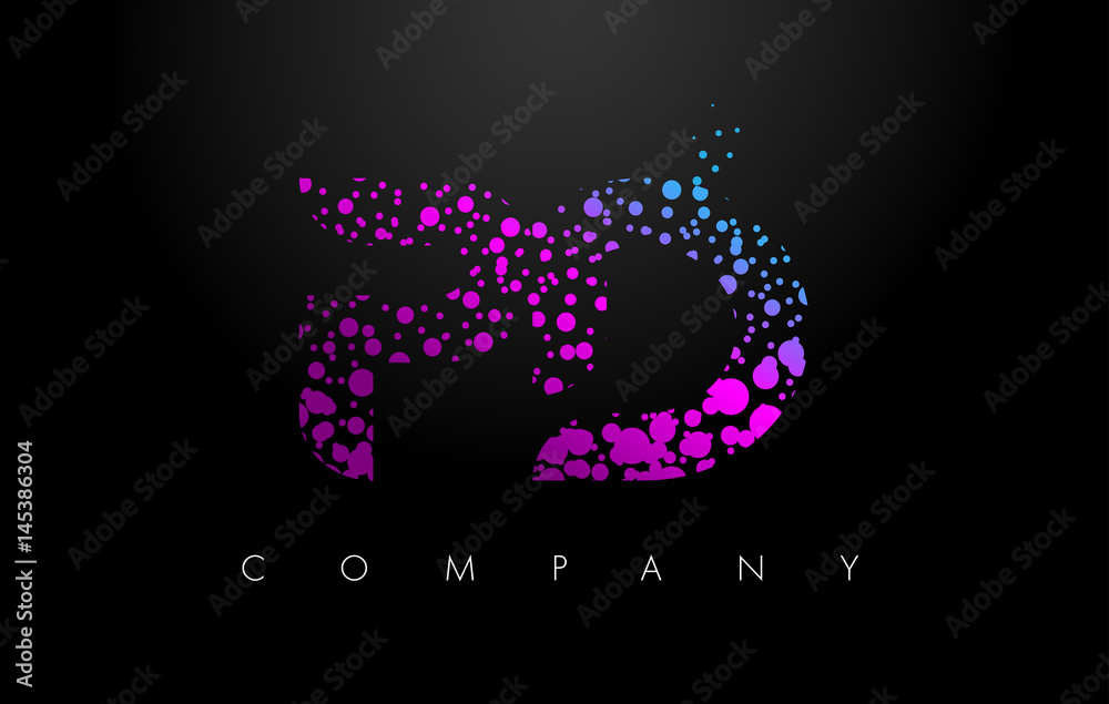 PD P D Letter Logo with Purple Particles and Bubble Dots PD P D Letter Logo with Purple Particles and Bubble Dots