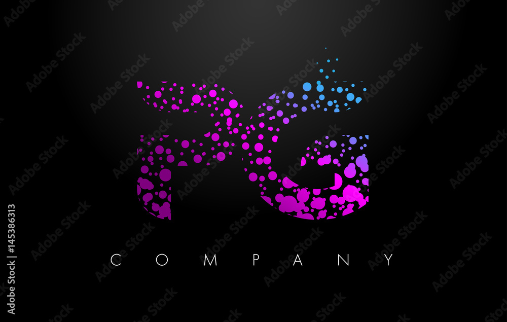 PG P G Letter Logo with Purple Particles and Bubble Dots