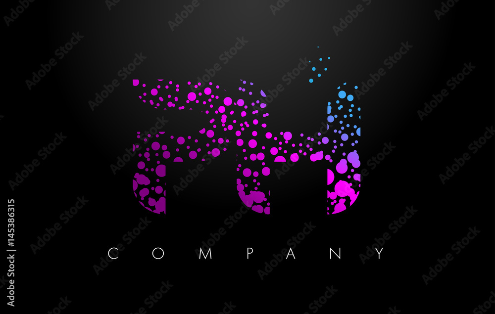 PH P H Letter Logo with Purple Particles and Bubble Dots PH P H Letter Logo with Purple Particles and Bubble Dots