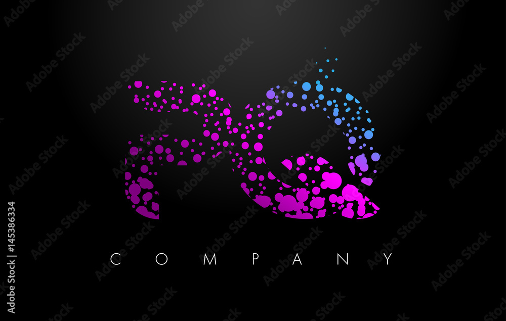PQ P Q Letter Logo with Purple Particles and Bubble Dots PQ P Q Letter Logo with Purple Particles and Bubble Dots
