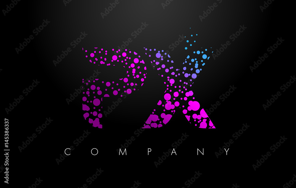 PX P X Letter Logo with Purple Particles and Bubble Dots PX P X Letter Logo with Purple Particles and Bubble Dots