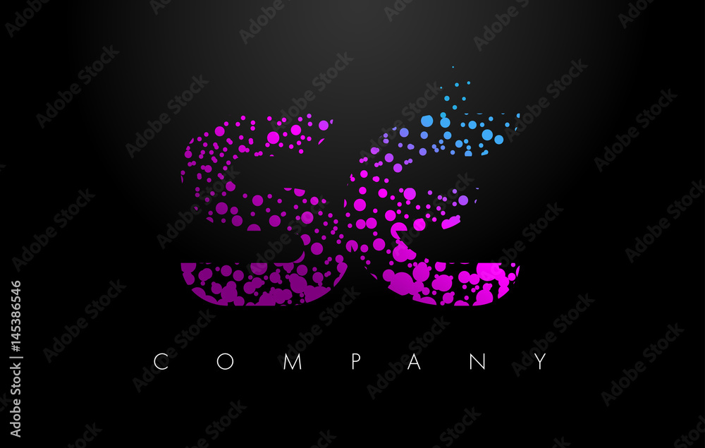 SE S E Letter Logo with Purple Particles and Bubble Dots SE S E Letter Logo with Purple Particles and Bubble Dots