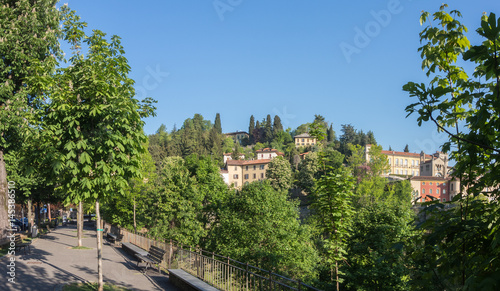 Bergamo - Old city (Città Alta). One of the beautiful city in Italy. Lombardia. Landscape from Colle Aperto place during a wonderful blue day. © Matteo Ceruti
