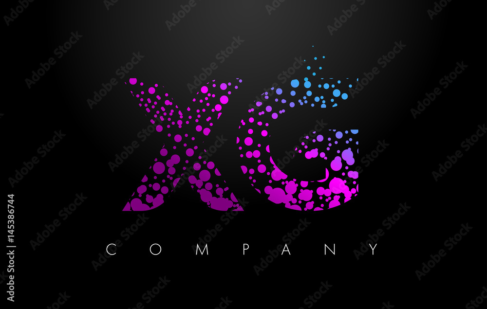 XG X G Letter Logo with Purple Particles and Bubble Dots XG X G Letter Logo with Purple Particles and Bubble Dots